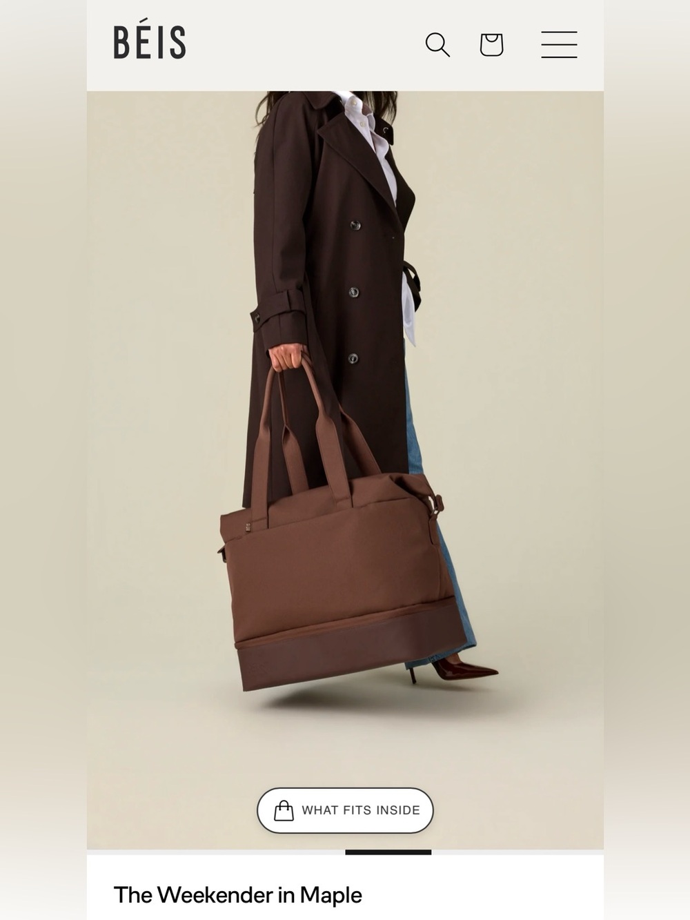 NWT Béis The Weekender in Maple 42L